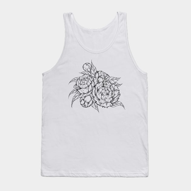 Sketch peonies Tank Top by Veleri